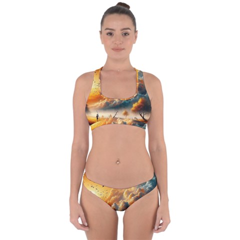 Nature Storm Painting Cross Back Hipster Bikini Set from ArtsNow.com