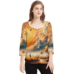Chiffon Quarter Sleeve Blouse 