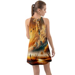 Halter Tie Back Chiffon Dress 
