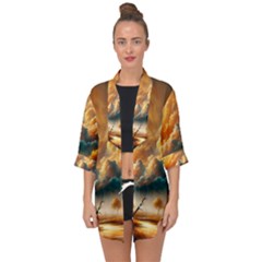 Open Front Chiffon Kimono 