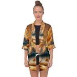 Nature Storm Painting Open Front Chiffon Kimono