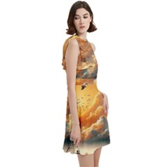 Cocktail Party Halter Sleeveless Dress With Pockets 