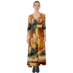 Button Up Boho Maxi Dress 
