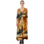 Nature Storm Painting Button Up Boho Maxi Dress