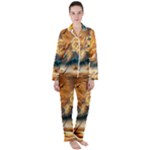 Nature Storm Painting Women s Long Sleeve Satin Pajamas Set