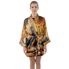 Long Sleeve Satin Kimono 