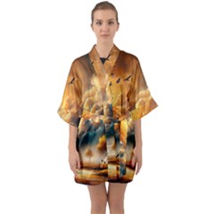 Half Sleeve Satin Kimono  
