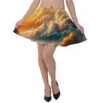 Nature Storm Painting Velvet Skater Skirt