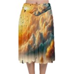 Nature Storm Painting Velvet Flared Midi Skirt