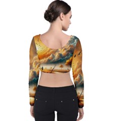 Velvet Long Sleeve Crop Top 