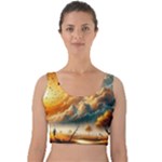 Nature Storm Painting Velvet Crop Top