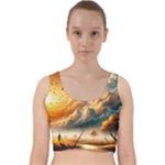 Nature Storm Painting Velvet Racer Back Crop Top