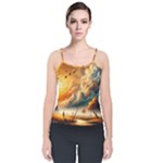 Nature Storm Painting Velvet Spaghetti Strap Top