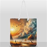 Nature Storm Painting Full Print Rope Handle Tote (Large)