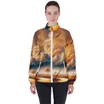 Nature Storm Painting Women s High Neck Windbreaker