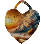Nature Storm Painting Giant Heart Shaped Tote