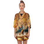 Nature Storm Painting Half Sleeve Chiffon Kimono