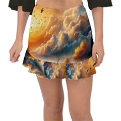 Fishtail Mini Chiffon Skirt 