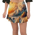Nature Storm Painting Fishtail Mini Chiffon Skirt