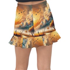 Fishtail Mini Chiffon Skirt 