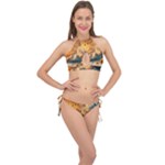 Nature Storm Painting Cross Front Halter Bikini Set