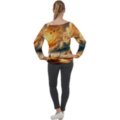 Off Shoulder Long Sleeve Velour Top 
