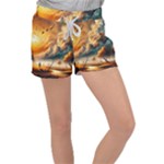Nature Storm Painting Women s Velour Lounge Shorts