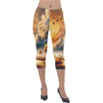 Nature Storm Painting Lightweight Velour Capri Leggings 