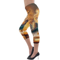 Lightweight Velour Capri Leggings  