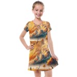 Nature Storm Painting Kids  Cross Web Dress