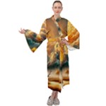 Nature Storm Painting Maxi Velvet Kimono