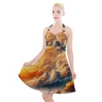 Nature Storm Painting Halter Party Swing Dress 
