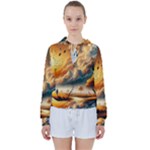 Nature Storm Painting Women s Tie Up Sweat