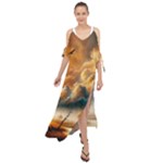 Nature Storm Painting Maxi Chiffon Cover Up Dress