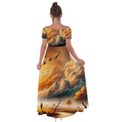 Off Shoulder Open Front Chiffon Dress 