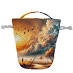Nature Storm Painting Drawstring Bucket Bag