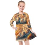 Nature Storm Painting Kids  Quarter Sleeve Shirt Dress