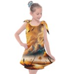 Nature Storm Painting Kids  Tie Up Tunic Dress