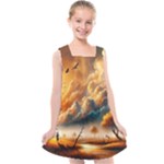 Nature Storm Painting Kids  Cross Back Dress