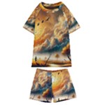 Nature Storm Painting Kids  Swim T-Shirt and Shorts Set