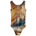 Nature Storm Painting Kids  Cut-Out Back One Piece Swimsuit