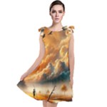 Nature Storm Painting Tie Up Tunic Dress