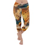 Nature Storm Painting Lightweight Velour Capri Yoga Leggings