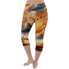 Lightweight Velour Capri Yoga Leggings 