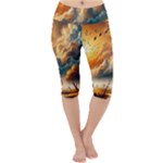 Nature Storm Painting Lightweight Velour Cropped Yoga Leggings