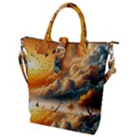 Nature Storm Painting Buckle Top Tote Bag