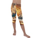 Nature Storm Painting Kids  Lightweight Velour Capri Leggings 