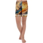Nature Storm Painting Kids  Lightweight Velour Capri Yoga Leggings