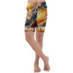 Nature Storm Painting Kids  Lightweight Velour Cropped Yoga Leggings