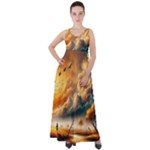 Nature Storm Painting Empire Waist Velour Maxi Dress